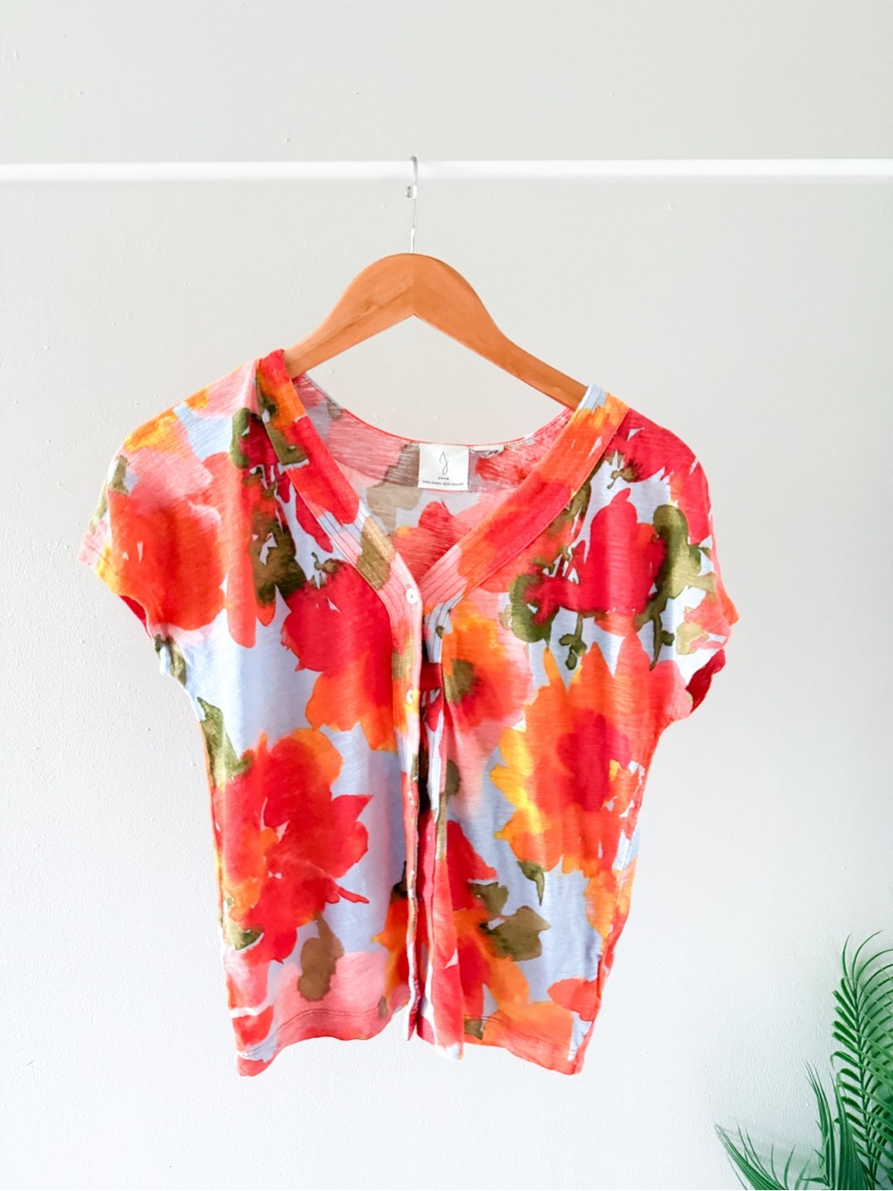 Joie linen floral blouse top size medium